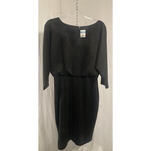 J.McLaughlin Tinley Stretchy Black 3/4 Sleeve Blouson Sheath Dress Black Size L